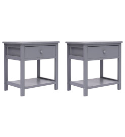 Tables de chevet 2 pcs Gris 40x29x42 cm Bois de Paulownia