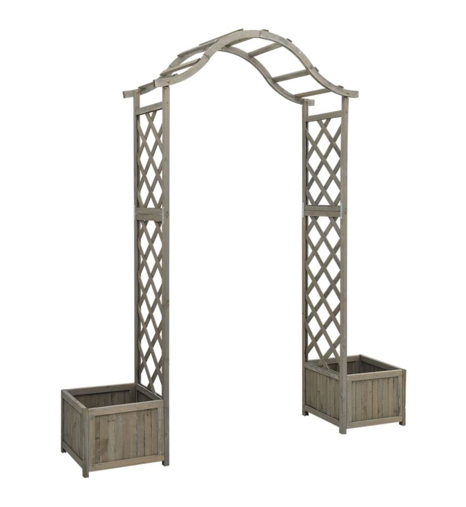 Pergola de jardin avec jardinière Gris Bois pin massif