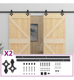 Porte coulissante avec kit de quincaillerie 80x210cm Pin massif