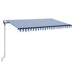 Auvent automatique capteur de vent/LED 450x300 cm Bleu et blanc