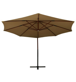 Parasol suspendu avec mât en bois 350 cm Taupe