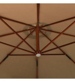 Parasol suspendu avec mât en bois 350 cm Taupe