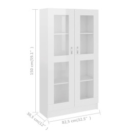 Armoire à vitrine Blanc brillant 82,5x30,5x150 cm Aggloméré