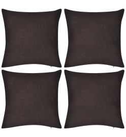 Housses de coussin 4 pcs Coton Marron 50x50 cm