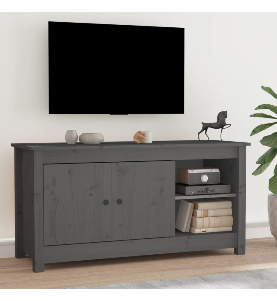 Meuble TV Gris 103x36,5x52 cm Bois de pin massif