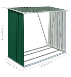 Abri de stockage de bois Acier galvanisé 163x83x154 cm Vert