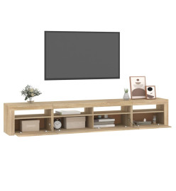 Meuble TV avec lumières LED Chêne sonoma 240x35x40 cm