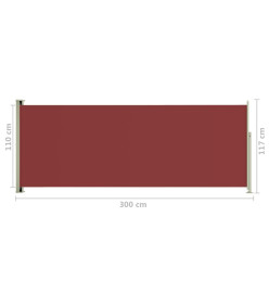 Auvent latéral rétractable de patio 117x300 cm Rouge