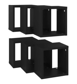 Étagères cube murales 6 pcs Noir 22x15x22 cm