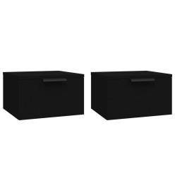 Tables de chevet murales 2 pcs noir 34x30x20 cm