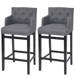 Tabourets de bar lot de 2 gris foncé tissu