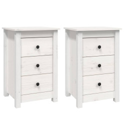 Tables de chevet 2 pcs Blanc 40x35x61,5 cm Bois de pin massif