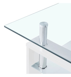 Table basse Blanc et transparent 95x55x40 cm Verre trempé