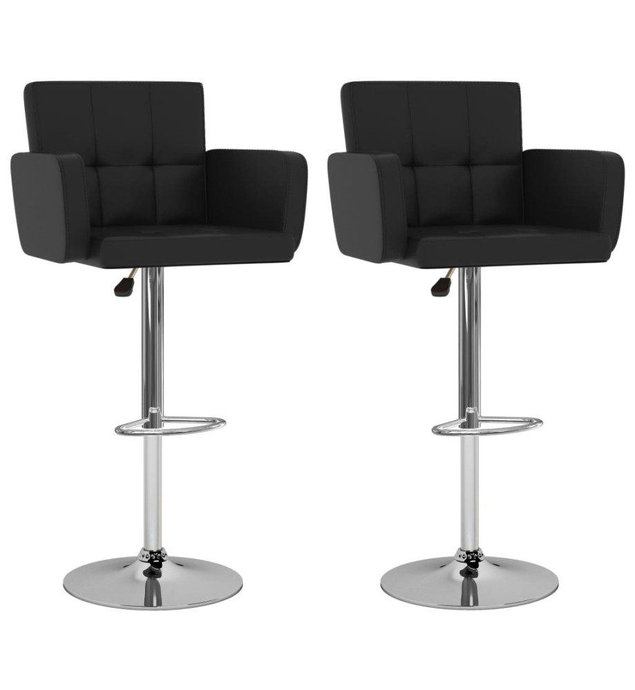 Tabourets de bar lot de 2 noir similicuir