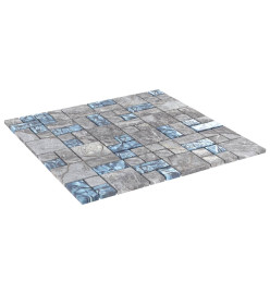 Carreaux mosaïque 11 pcs Gris et bleu 30x30 cm Verre