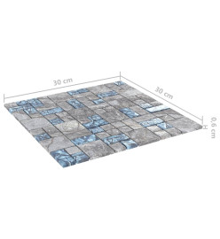 Carreaux mosaïque 11 pcs Gris et bleu 30x30 cm Verre