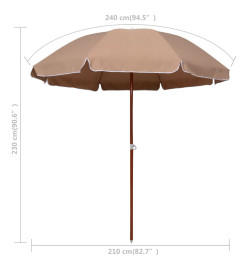 Parasol avec mât en acier 240 cm Taupe