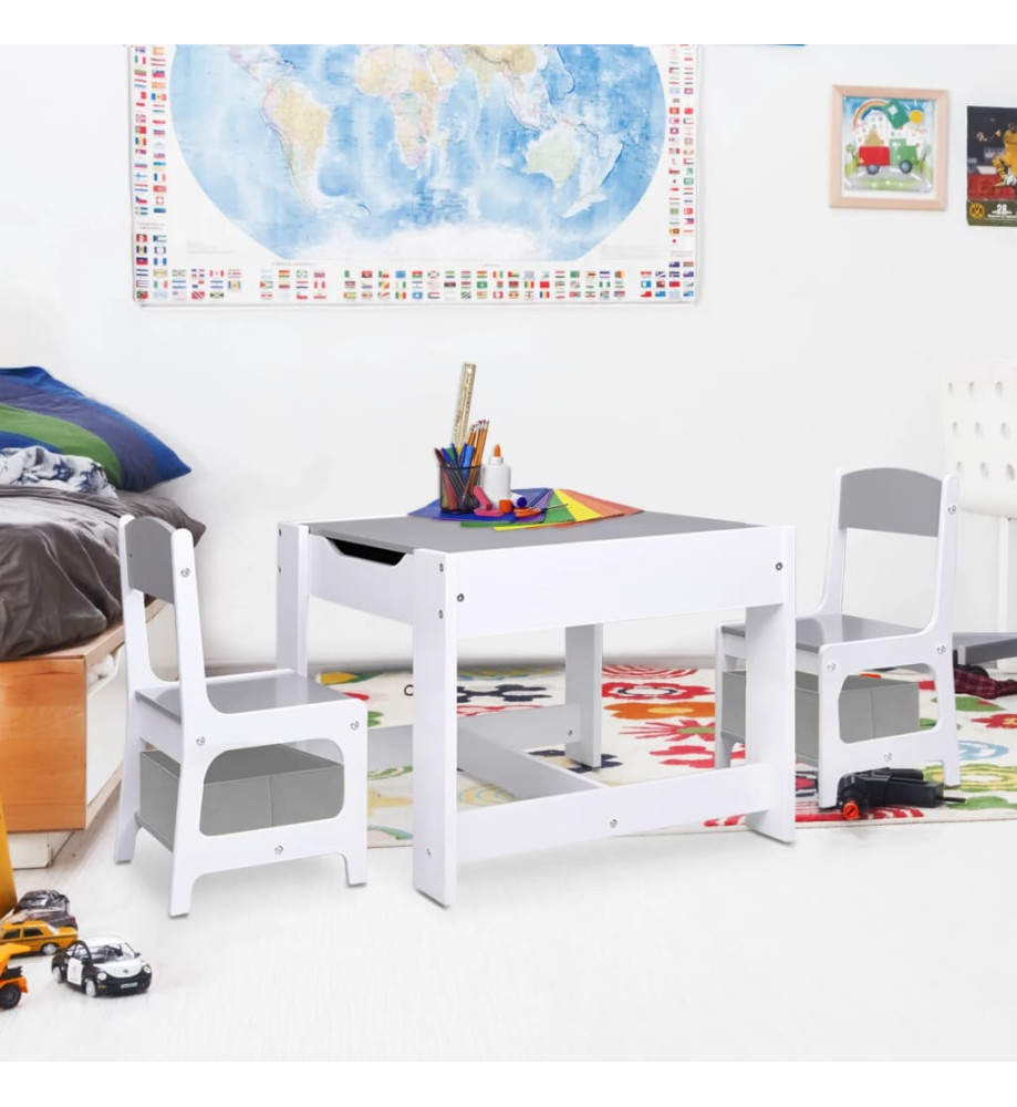 Table pour enfants avec 2 chaises Blanc MDF