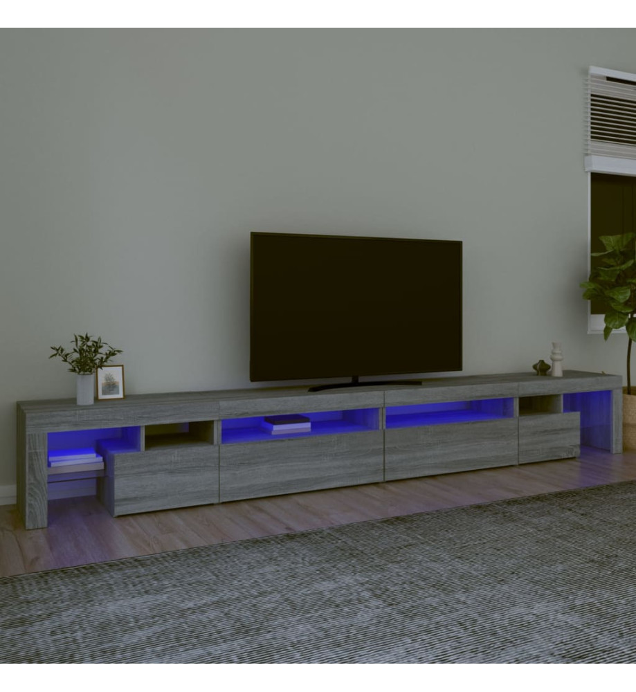 Meuble TV avec lumières LED Sonoma gris 290x36,5x40 cm