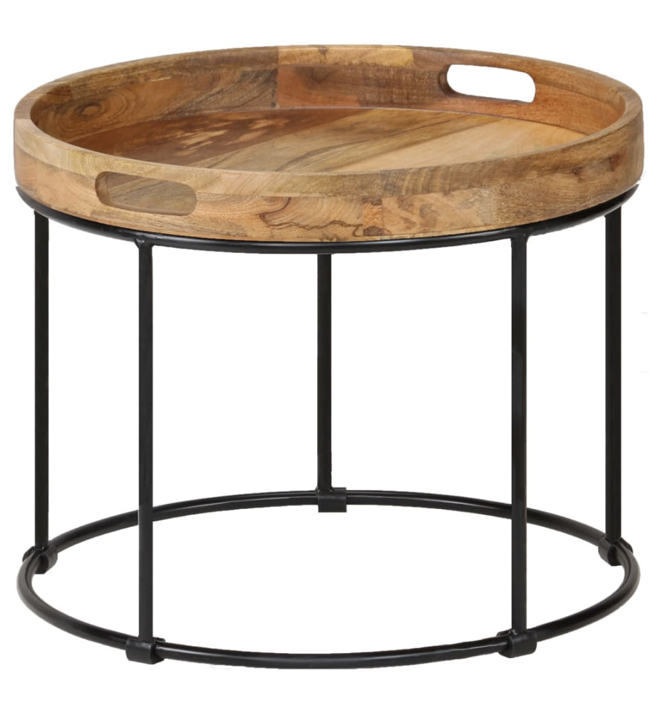 Table basse Bois de manguier massif et acier 50 x 40 cm