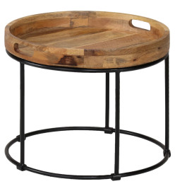 Table basse Bois de manguier massif et acier 50 x 40 cm