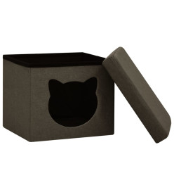 Tabouret de rangement pliable motif de chat Marron foncé Tissu