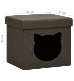 Tabouret de rangement pliable motif de chat Marron foncé Tissu