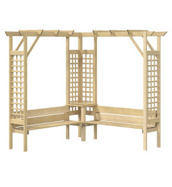 Pergola d'angle avec banc Bois de pin imprégné