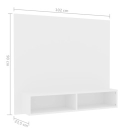 Meuble TV mural Blanc 102x23,5x90 cm Aggloméré