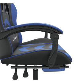 Chaise de jeu avec repose-pied Noir et bleu Similicuir