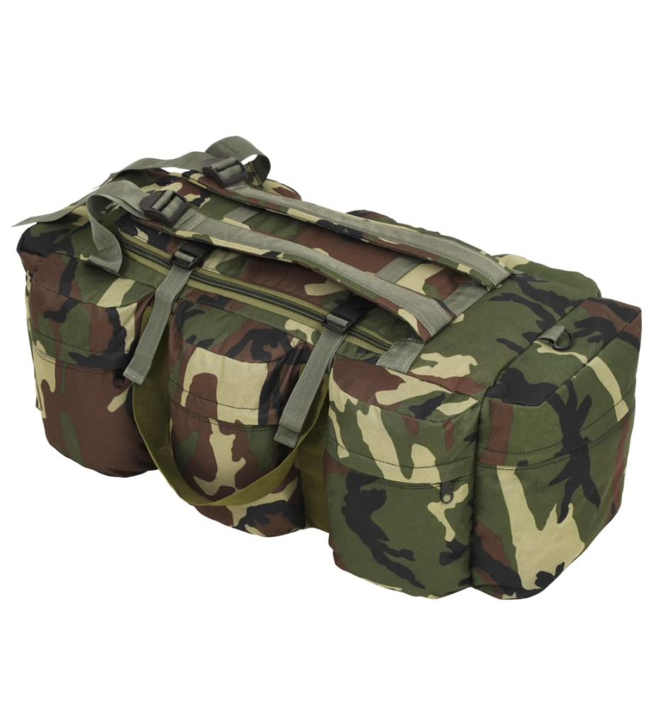 Sac de sport en style militaire 3-en-1 90 L Camouflage