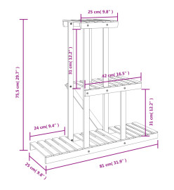 Support à fleurs 81x25x75,5 cm bois massif de sapin