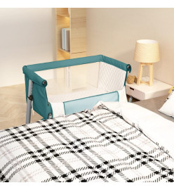 Lit pour bébé avec matelas Vert Tissu de lin