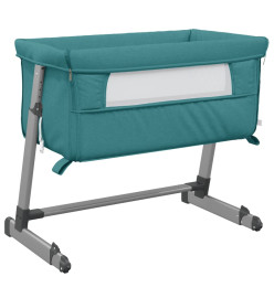 Lit pour bébé avec matelas Vert Tissu de lin