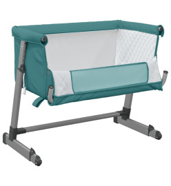 Lit pour bébé avec matelas Vert Tissu de lin