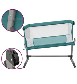 Lit pour bébé avec matelas Vert Tissu de lin