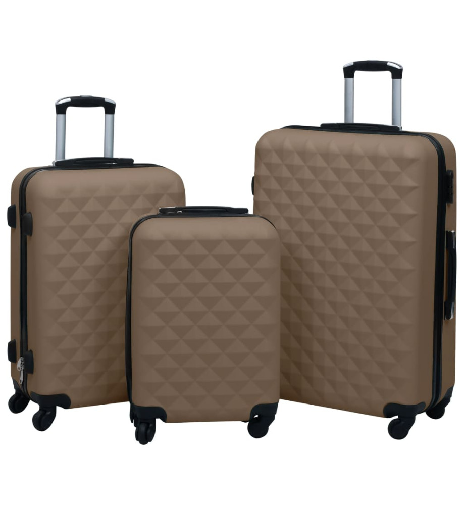 Ensemble de valises rigides 3 pcs Marron ABS