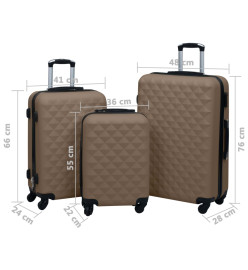 Ensemble de valises rigides 3 pcs Marron ABS