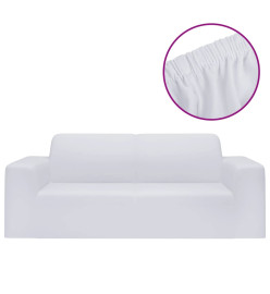 Housse extensible de canapé 2 places Blanc Jersey de polyester