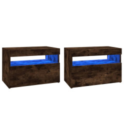 Meubles TV 2 pcs avec lumières LED Chêne fumé 60x35x40 cm