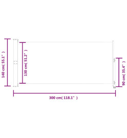 Auvent latéral rétractable de patio 140x300 cm Crème