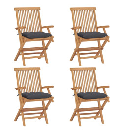 Chaises de jardin avec coussins anthracite 4 pcs Bois de teck