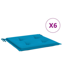 Coussins de chaise de jardin 6 pcs bleu 40x40x3 cm tissu oxford