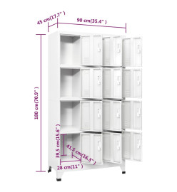 Armoire à casier avec 12 compartiments 90x45x180 cm