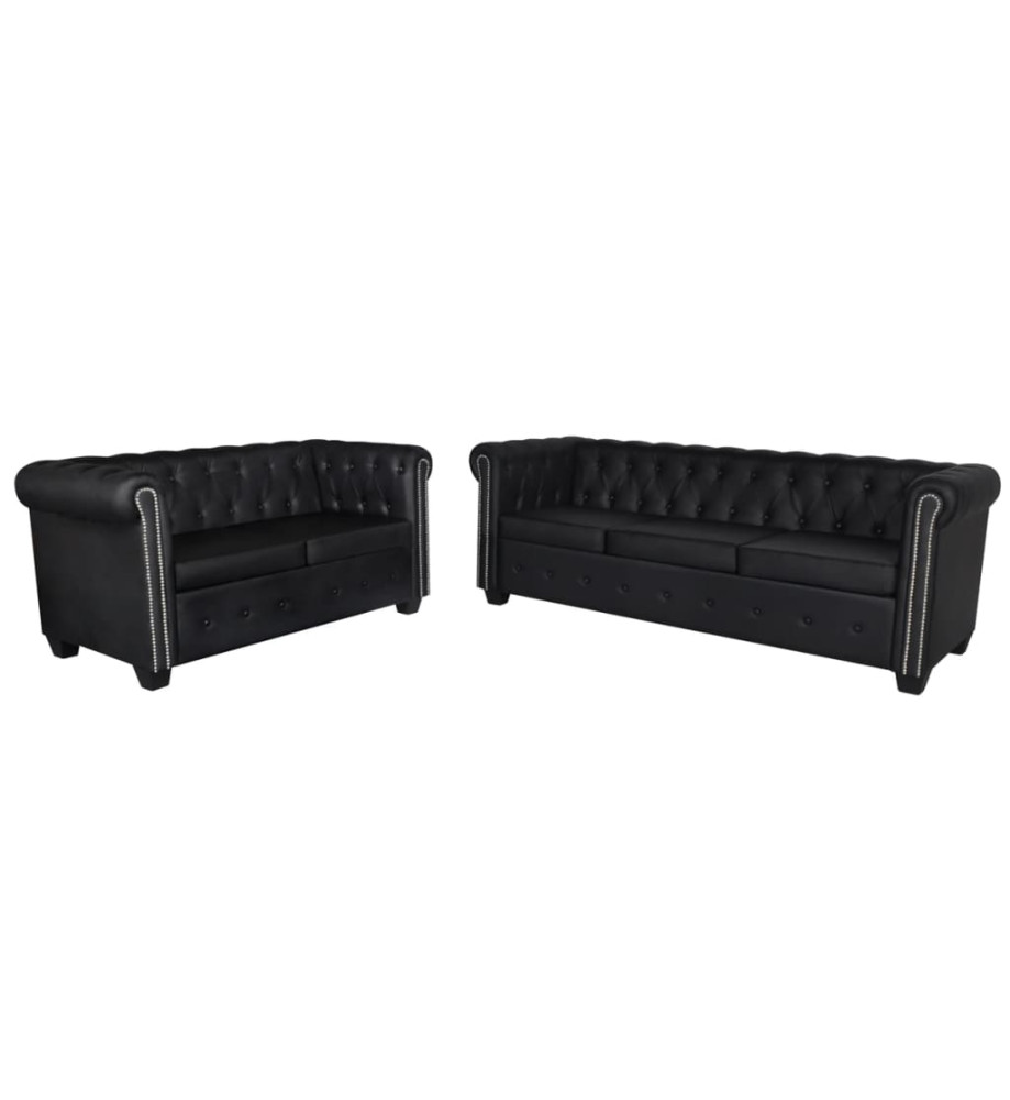 Canapé Chesterfield à 2 places et à 3 places noir