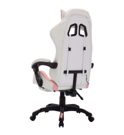 Fauteuil de jeux vidéo avec LED RVB Rose et blanc Similicuir