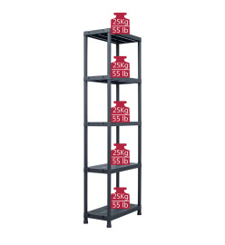 Étagères de rangement 5 pcs Noir 125 kg 60x30x180 cm Plastique