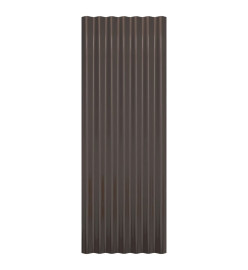 Panneaux de toit 12 pcs Acier enduit de poudre Marron 100x36 cm