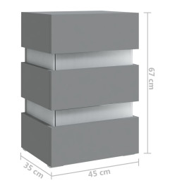 Table de chevet à LED Gris 45x35x67 cm Bois d'ingénierie