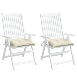 Coussins de chaise 2 pcs blanc crème 40x40x7 cm tissu oxford